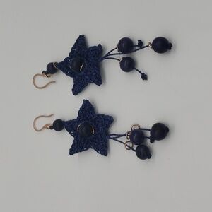 500- Crochet Stars Dangle Handmade Earrings NWT